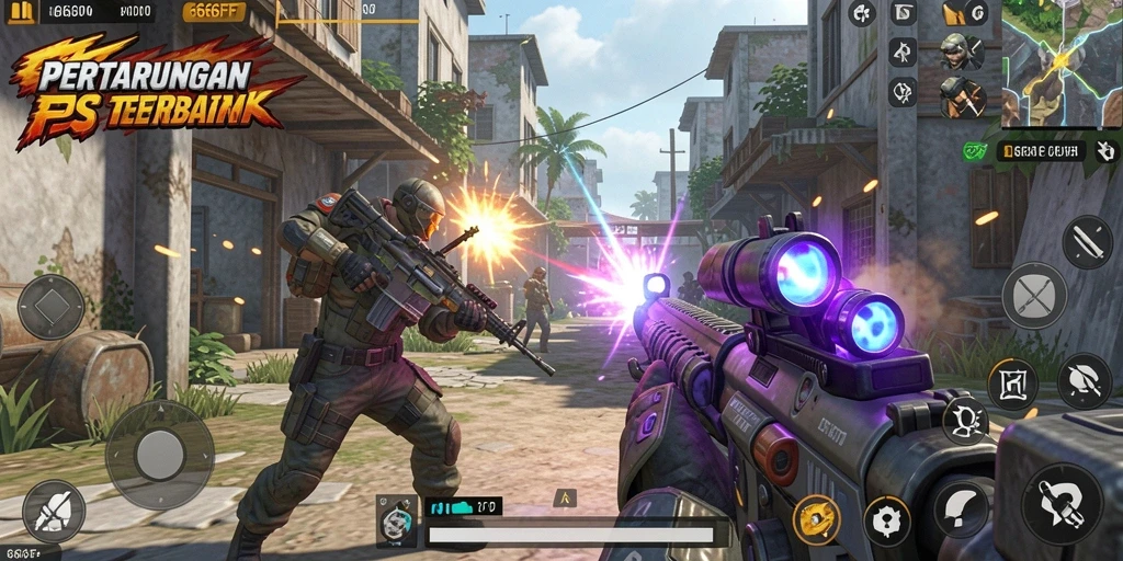 Tampilan seru gameplay FPS di 666FF dengan grafis yang mengesankan.