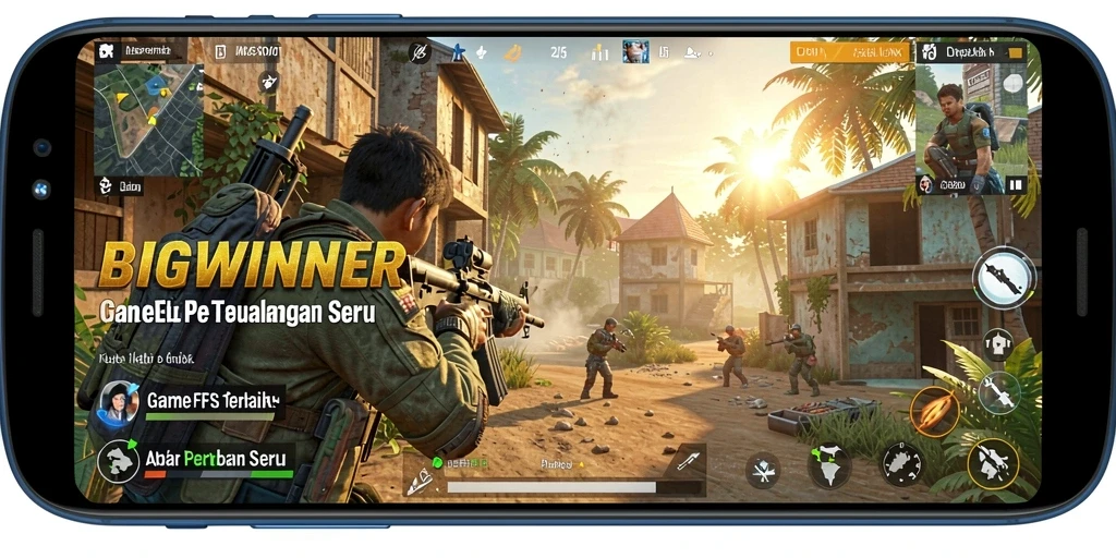 Tangkapan layar gameplay seru dari BIGWINNER, menunjukkan aksi FPS yang mendebarkan.