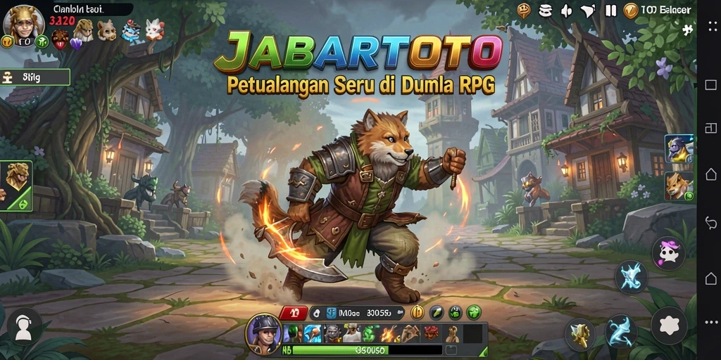 Screenshot gameplay JABARTOTO menampilkan pertarungan epik dalam dunia RPG yang fantastis.