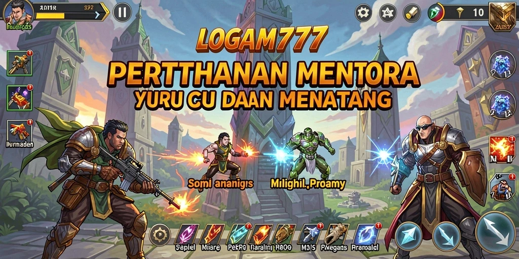 Tampilan gameplay seru dalam LOGAM777 Tower Defense.