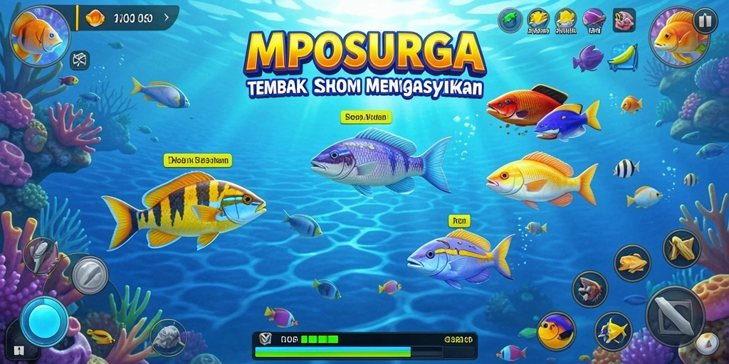 Tampilan gameplay seru dalam MPOSURGA saat menangkap ikan.