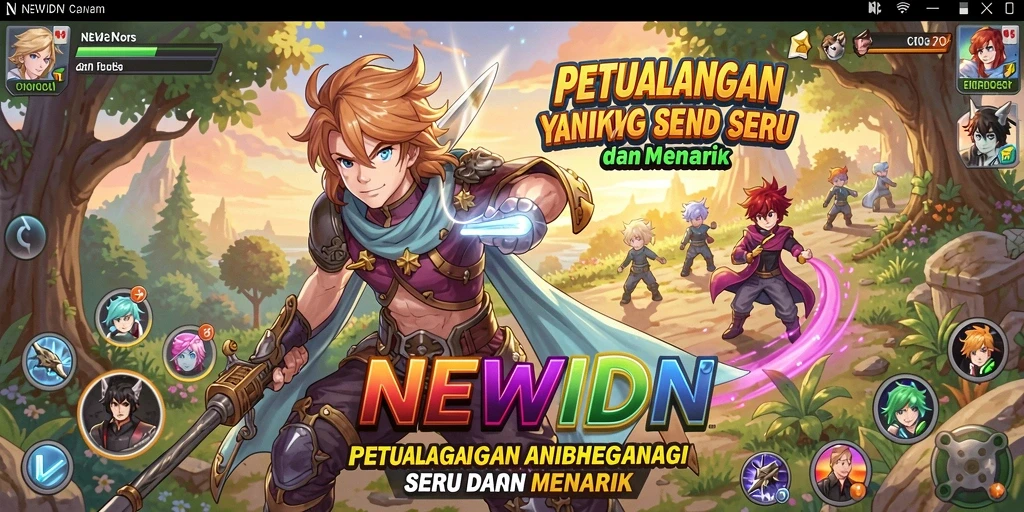 Screenshot gameplay <strong>NEWIDN</strong> menampilkan karakter Anime yang beraksi.