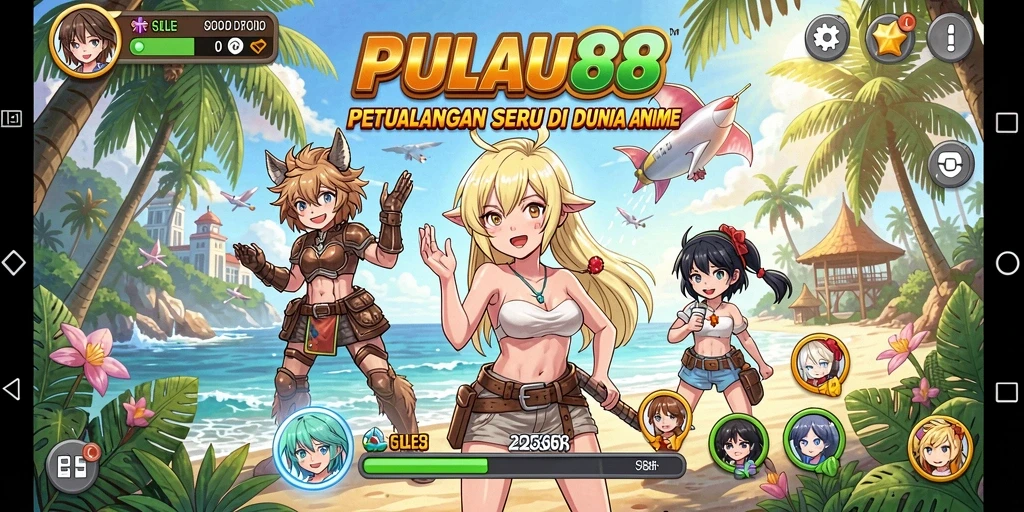 Screenshot PULAU88 menampilkan pertarungan karakter Anime yang epik.