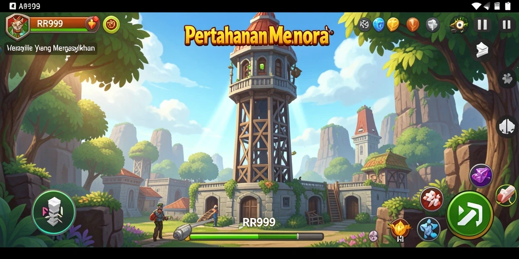 Tangkapan layar gameplay Tower Defense RR999 yang menunjukkan aksi seru.