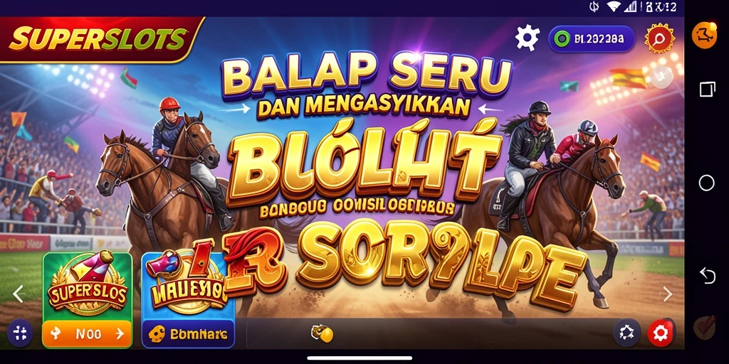 Menggambarkan aksi balap seru dengan elemen slot yang unik