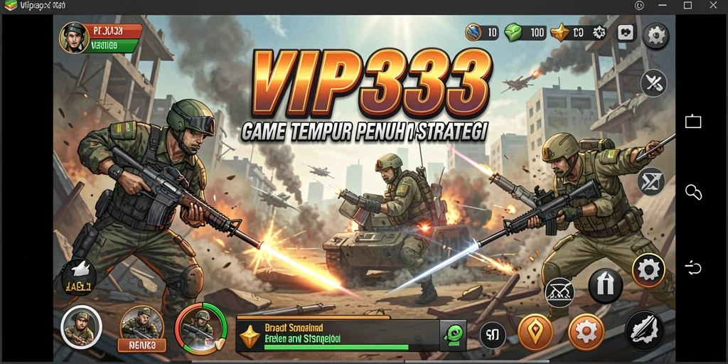 Screenshot gameplay VIP333 menunjukkan aksi tembak-menembak yang intens.